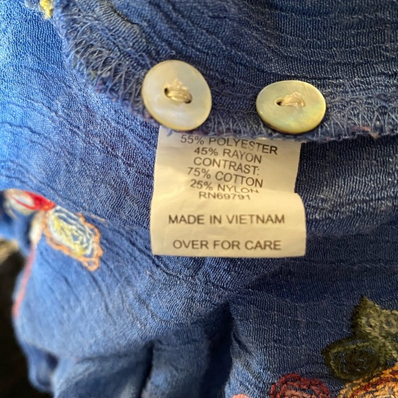 Anthro Brand Fig & Flower Embroidered Front Tie Top 2X - Picture 8 of 9